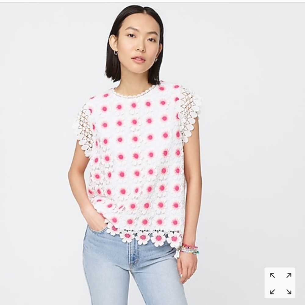 NWT J. Crew Floral Crochet Sleeveless Top, XX-Sm